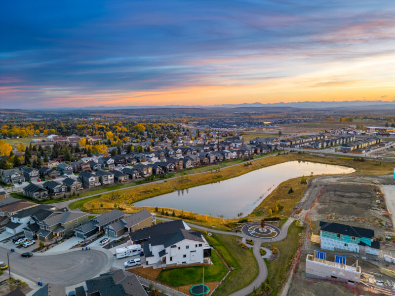 Aerial photo of Wedderburn in Okotoks.